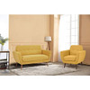 GIA Mid Century Sofa, Love Seat, Yellow Linen
