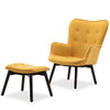 BELLEZE Mid-Century Modern Tufted Lounge Chair and Ottoman Upholstered Linen with Wood Legs, Yellow BELLEZE Mid-Century Modern Tufted Lounge Chair and Ottoman Upholstered Linen with Wood Legs, Yellow