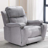 ANJ Recliner Chair with Pullable Cup Holders, Soft Microfiber Plush Modern Reclining Chair for Living Room Single Sofa Home Theater Seating (Light Grey)