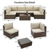 U-MAX 7 Piece Outdoor Patio Furniture Set, PE Rattan Wicker Sofa Set, Outdoor Sectional Furniture Chair Set with Cushions and Tea Table, Brown