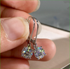 3Ct Round Cut Moissanite Leverback Drop & Dangle Earrings 14K White Gold Finish
