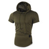 Slim Fit Men T-shirt Casual Solid Color Short Sleeve Hooded