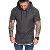 Slim Fit Men T-shirt Casual Solid Color Short Sleeve Hooded