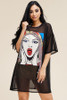 Short Sleeve Mesh Tunic Dress With Patch On The Front