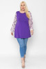 Floral Print, Contrasting Bubble Sleeves Tunic With A Round Neckline.