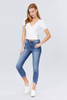 Short Puff Sleeve Surplice Neckline W/side Button Detail Rib Knit Top Short Puff Sleeve Surplice Neckline W/side Button Detail Rib Knit Top