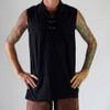 Blanca Fashion Casual Men Lace Up Bandage All-match Stand-up Collar Vest Loose Sleeveless Top