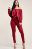 Solid French Terry Long Sleeve Slouchy Top And Leggings Two Piece Set