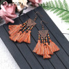 European and American Personality Geometric Triangle Fabric Line Spike Rice Bead Tassel Earrings