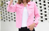 Jeans Jacket and Coats for Women Autumn Candy Colour Casual Short Denim Jacket