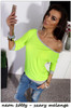 Off-shoulder 7/10 Sleeves Patchwork Slim T-shirt