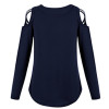 Round Neck Strapless Shoulder Cross Long Sleeve T-Shirt