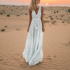 V-Neck Printed Polka Dot Bohemian Maxi Dress