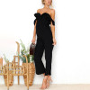 Maternity Strapless Ruffled Collar Jumpsuits