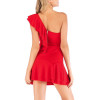 Maternity Plain One Shoulder Ruffle Daily Dress