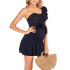 Maternity Plain One Shoulder Ruffle Daily Dress