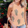 Cactus Print Strap Tank Tee