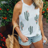 Cactus Print Strap Tank Tee