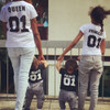 Print King Queen07 Parent-Child Cotton Short Sleeved T-shirt