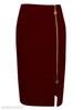 Plain Zips Slit Pencil Midi Skirt