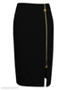 Plain Zips Slit Pencil Midi Skirt