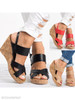 Plain High Heeled Ankle Strap Peep Toe Casual Date Wedge Sandals