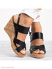 Plain High Heeled Ankle Strap Peep Toe Casual Date Wedge Sandals