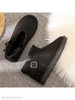 Plain Flat Velvet Round Toe Casual Outdoor Ankle Flat Boots