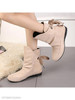 Plain Flat Velvet Round Toe Casual Date Flat Boots