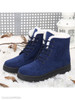 Plain Flat Velvet Criss Cross Round Toe Casual Date Outdoor Short Flat Boots