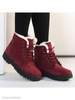 Plain Flat Velvet Criss Cross Round Toe Casual Date Outdoor Short Flat Boots