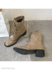 Plain Flat Velvet Criss Cross Round Toe Casual Date Outdoor Short Flat Boots
