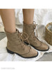 Plain Flat Velvet Criss Cross Round Toe Casual Date Outdoor Short Flat Boots