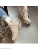 Plain Flat Velvet Criss Cross Round Toe Outdoor Flat Boots