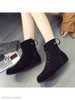 Plain Flat Velvet Criss Cross Round Toe Outdoor Flat Boots