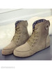 Plain Flat Velvet Criss Cross Round Toe Outdoor Flat Boots