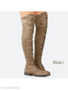 Plain Flat Velvet Criss Cross Round Toe Outdoor Flat Boots
