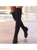 Plain Flat Velvet Criss Cross Round Toe Outdoor Flat Boots