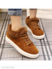 Plain Flat Velvet Criss Cross Round Toe Casual Date Sneakers
