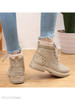 Plain Flat Velvet Criss Cross Round Toe Short Flat Boots