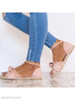 Plain Flat Velvet Ankle Strap Peep Toe Casual Date Flat Sandals