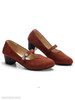 Plain Chunky Mid Heeled Velvet Round Toe Date Office Pumps