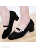 Plain Chunky Mid Heeled Velvet Round Toe Date Office Pumps