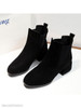 Plain Chunky Mid Heeled Velvet Round Toe Date Office Ankle Boots