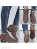 Plain Chunky Low Heeled Velvet Round Toe Casual Date Ankle Boots
