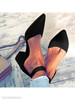 Plain Chunky Low Heeled Velvet Point Toe Date Office Pumps