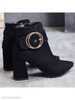 Plain Chunky High Heeled Velvet Point Toe Date Outdoor Short High Heels Boots