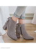 Plain Chunky High Heeled Velvet Point Toe Date Outdoor Short High Heels Boots