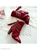 Plain Chunky High Heeled Velvet Point Toe Date Outdoor Short High Heels Boots