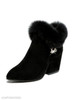 Plain Chunky High Heeled Velvet Point Toe Date Outdoor Short High Heels Boots